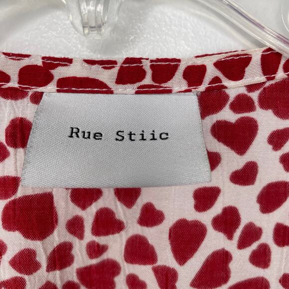 Rue Stiic Laguna Mini Dress Red White Heart Print Size M V-neck Valentines - Picture 5 of 13